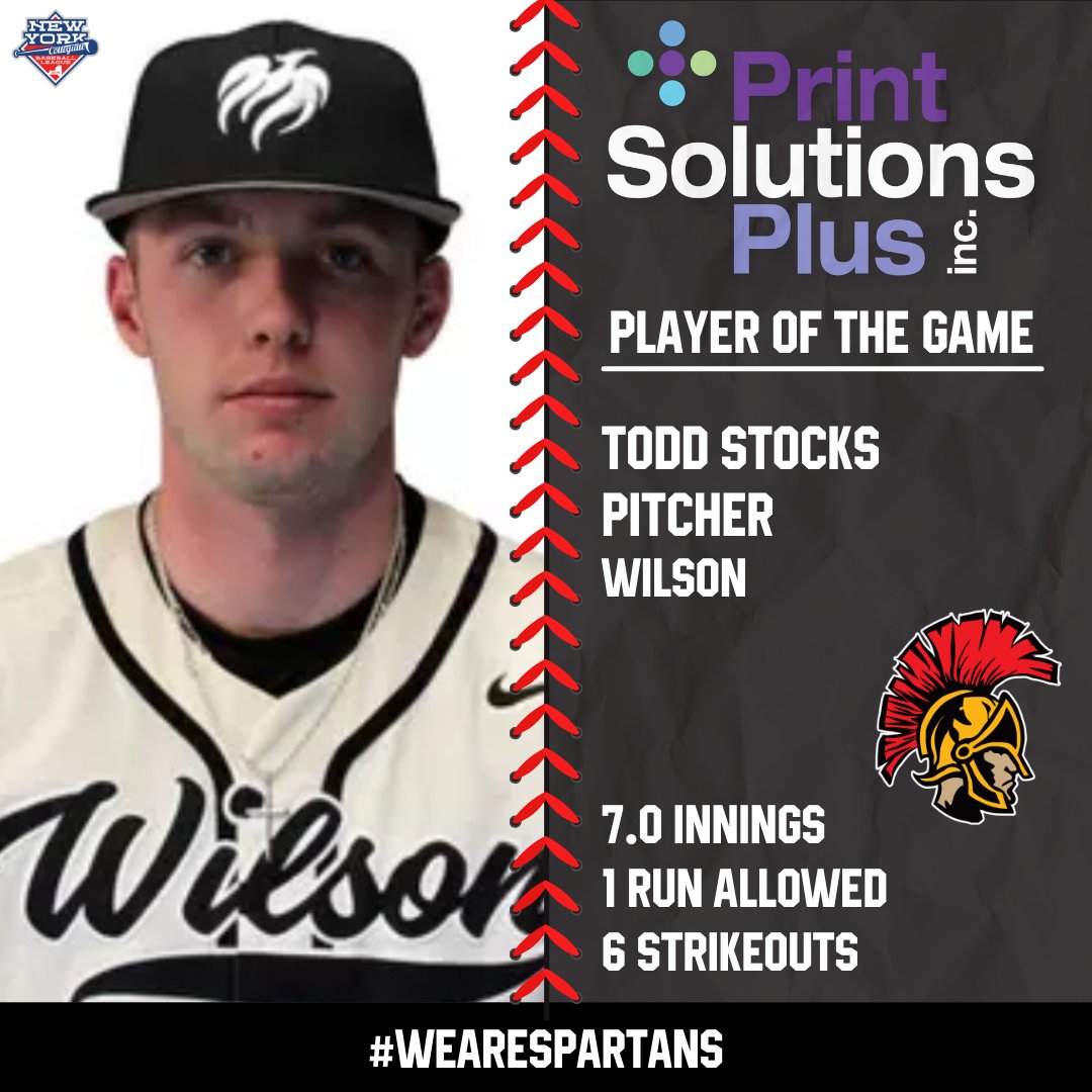 The Print Solutions Plus Player of the game is Todd Stocks!

Todd kept the Spartans close with seven innings of one-run ball!