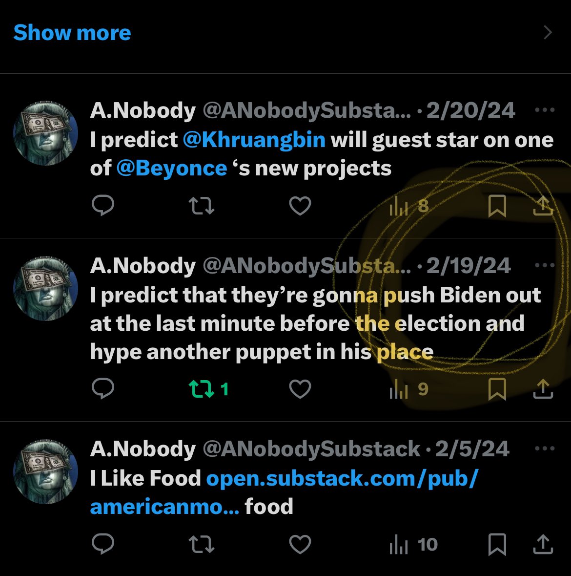 ANobodySubstack's tweet photo. Called it #Biden #JoeBiden #PresidentialElection2024 https://t.co/01aBRaA3aP