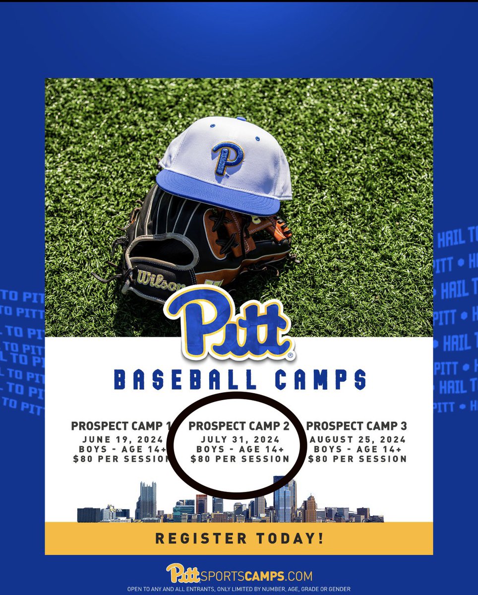 Don’t miss out on the opportunity to get seen by the 🐆 coaching staff at beautiful Charles L Cost Field next Wednesday, July 31st! H2P😼

pittbaseballcamp.com
