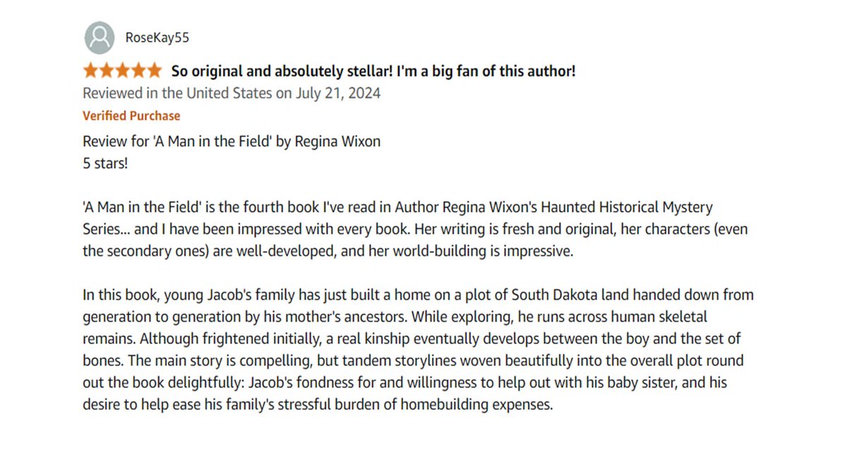 Hello everyone!
I received an awesome review for my new book A Man in the Field - please take a look!