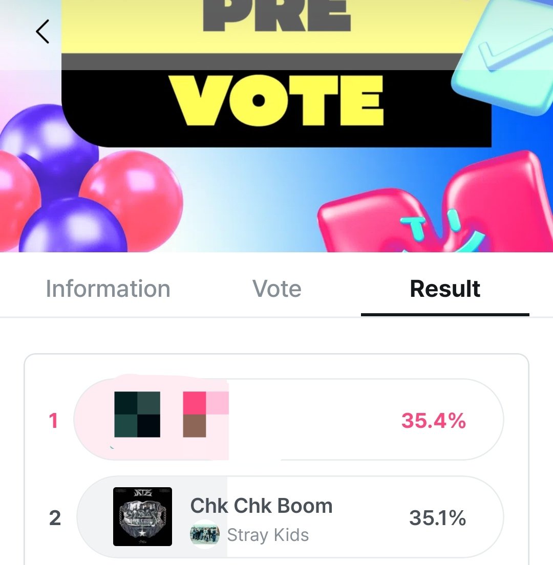 skzchartdata's tweet photo. ⭐️ M!COUNTDOWN Pre-Voting on Mnet Plus, week 1 ⭐️

#1 * — 35.4% 
#2 #ChkChkBoom — 35.1 🔺 🔥

📢 18h left! STAYs, lets close the GAP asap and get to 1st place! 💪

🗳️: 07/22, 11:59 PM KST
🔗: https://t.co/Vo4p071HgK

@Stray_Kids
 #ATE https://t.co/LVtE7t3pct