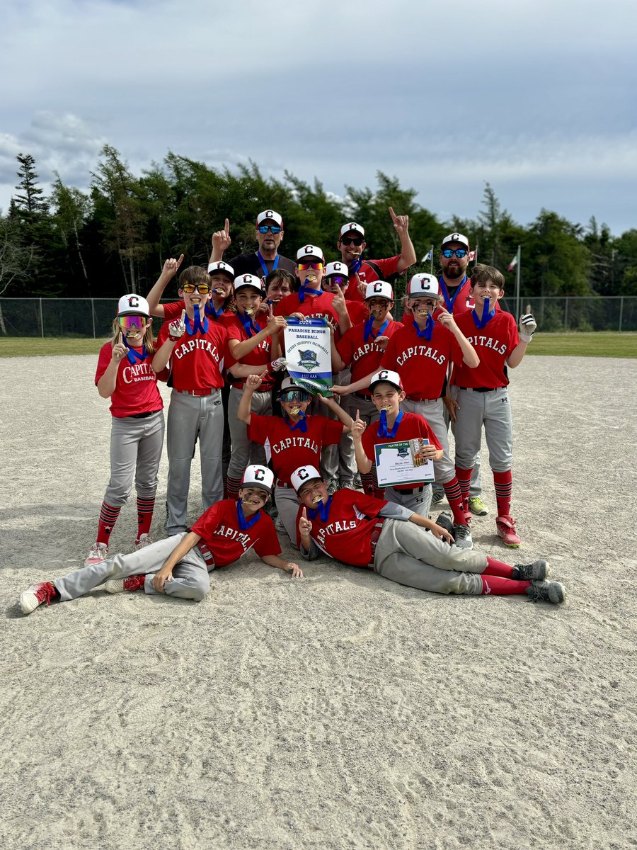 Caps11UAAA's tweet photo. CAPS WIN the Championship! The Caps win an epic nail-biter of a game vs the Raiders. Caps made a huge comeback, score 4 in the bottom to tie, went to an EXTRA inning where they got some great D, before walking it off in the bottom! Huge congrats to the Raiders who played amazing! https://t.co/s6CshJcc74