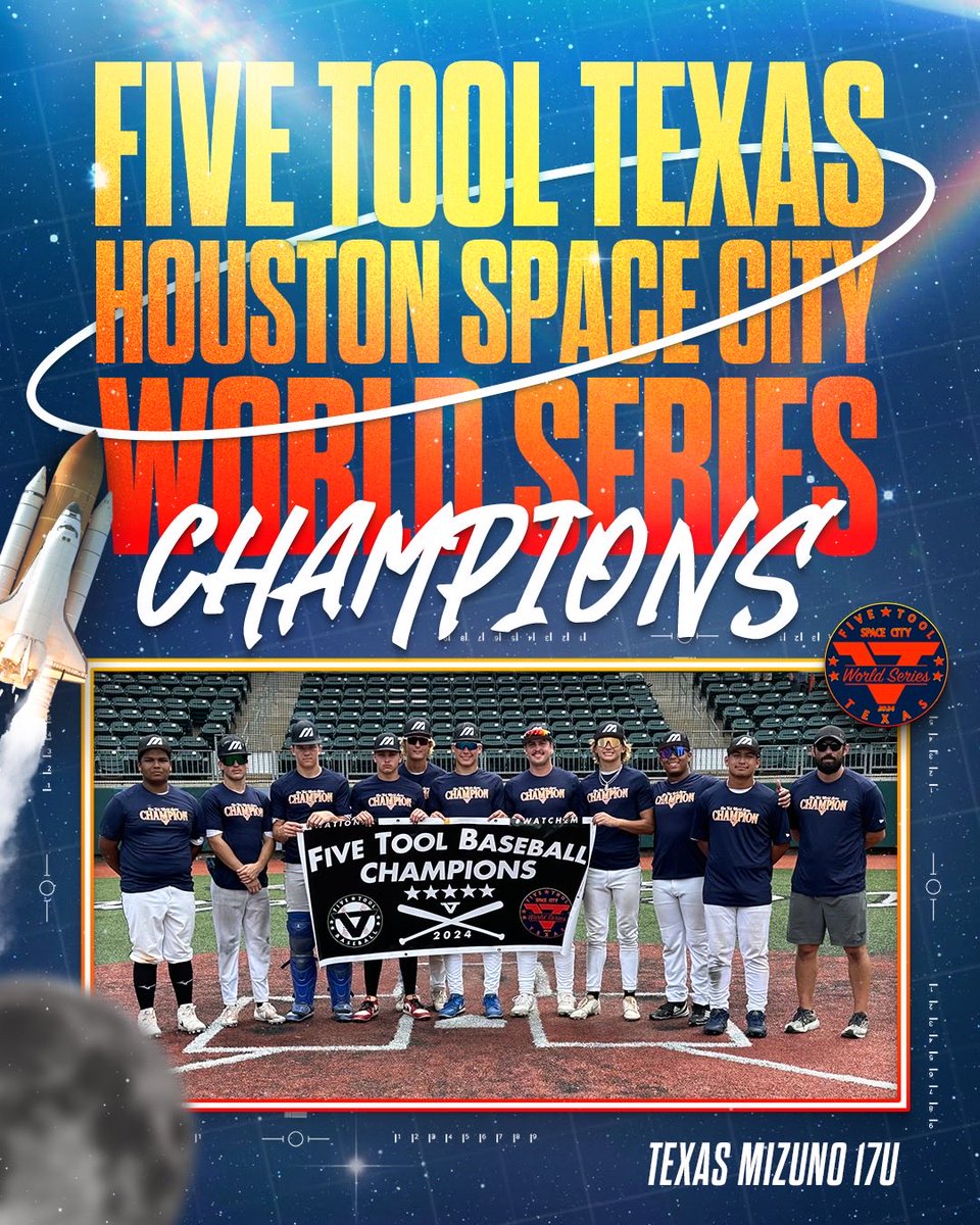 🏆CHAMPIONS🏆￼

Congrats to <a href="/TexasMizuno/">Texas Mizuno</a> 17U on winning the 17U/18U Championship of the <a href="/FiveTool/">Five Tool Baseball</a> Texas Space City World Series!

#WatchEm