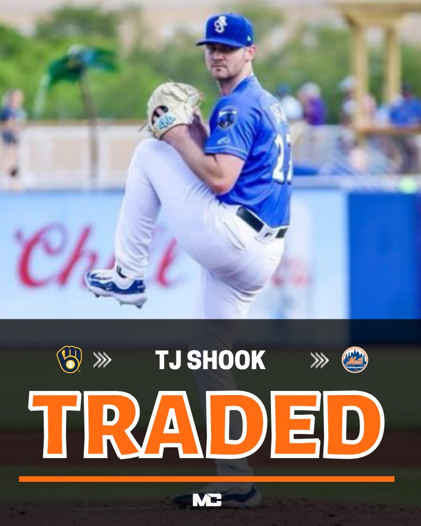 milb_central's tweet image. Shook ➡️ Mets
•
The Milwaukee Brewers are trading TJ Shook to the New York Mets.