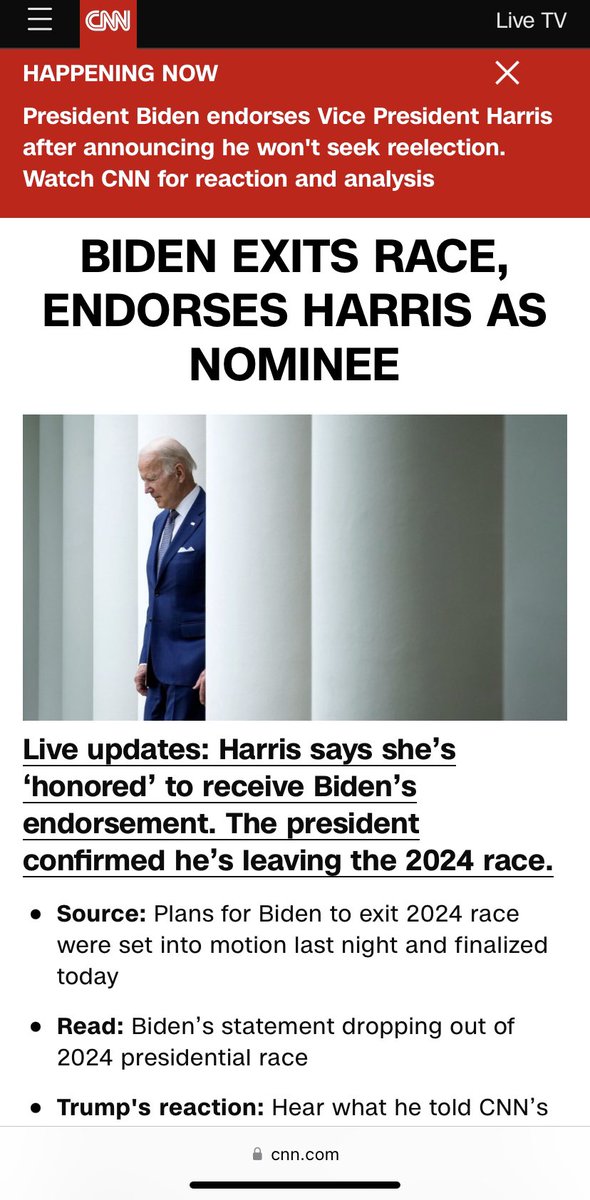 JamesCageWhite's tweet image. Breaking news : President Biden quits. Endorse Kamala Harris for next president