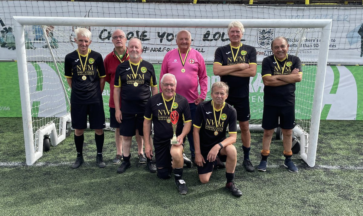 Excellent #walkingfootball tournament today <a href="/theFDCNorfolk/">The FDC</a> 
Raising circa £4500 for our selected charities. 
Our Winners 
Over 50’s <a href="/NorwichCityCSF/">Norwich City CSF</a> 
Over 60’s <a href="/SocaSeniors/">Norwich Soca Seniors</a> 
Over 70’s <a href="/SocaSeniors/">Norwich Soca Seniors</a>