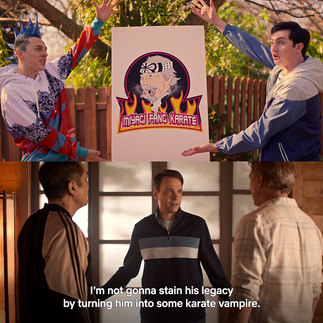 But Hawk and Demetri look so proud! 🥋 Do you give their Miyagi Fang logo a 👍 or a roundhouse kick?