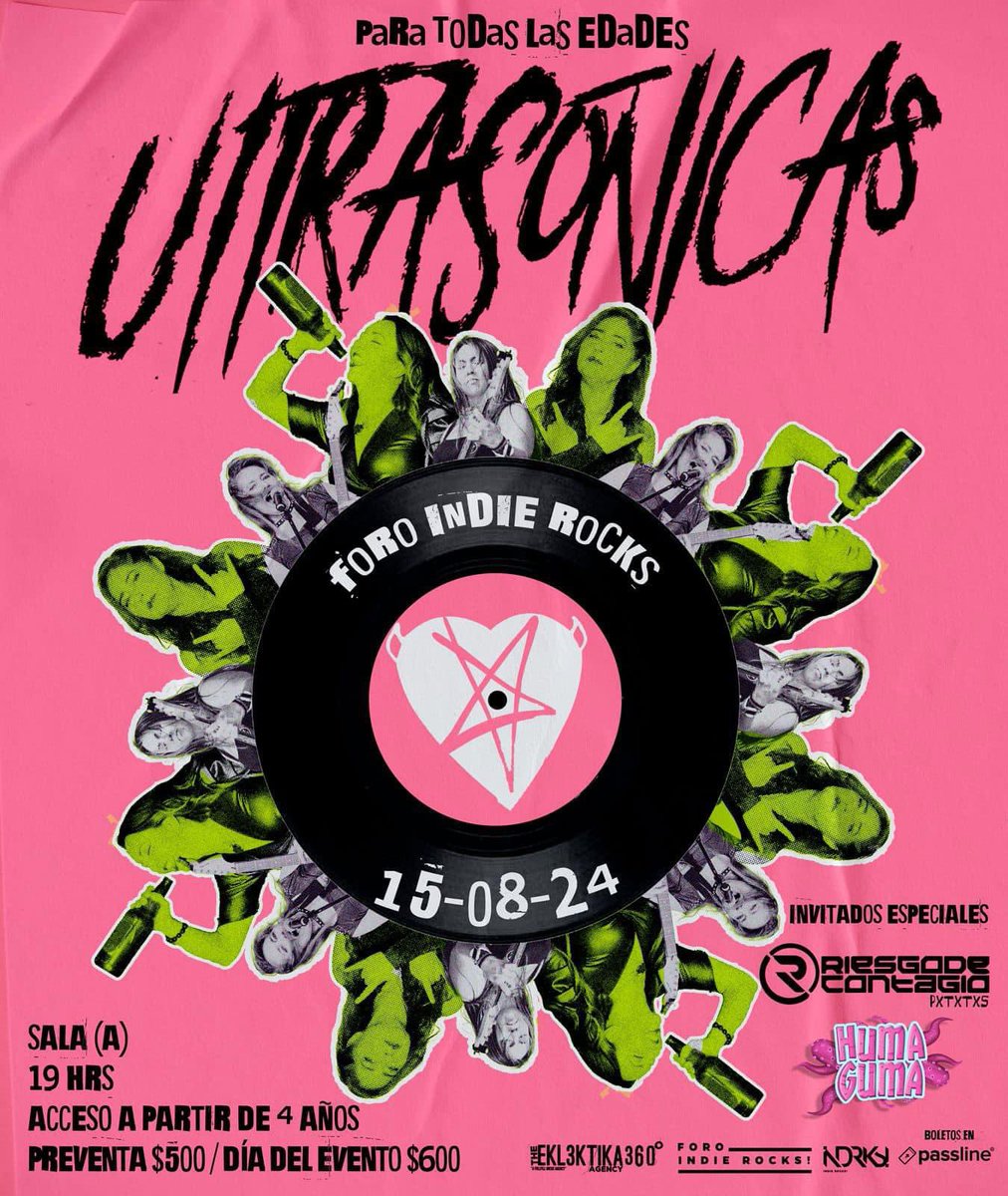 Nos vemos el 15 de agosto en este show para todas las edades en el <a href="/ForoIndierocks/">Foro Indie Rocks!</a> con @riesgodecontagio y  <a href="/LasHumaGuma/">Huma Guma</a> show tempra para que alcancen transporte público de regreso a sus casas, boletos aquí passline.com/eventos/ultras…