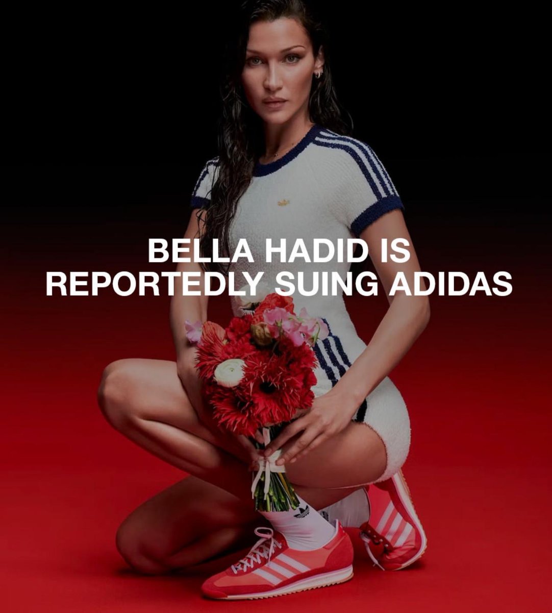 HenMazzig's tweet photo. Bella Hadid is suing Adidas for putting her in an ad glamorizing Palestinian terrorism. 

Next she will sue Instagram for letting her share stories spreading Hamas propaganda 🤦‍♂️

While I'm confused by how Adidas thinks anyone could believe it was unintentional, I'm more confused by Bella Hadid's reaction.

She dislikes being associated with the 1972 massacre, but she’ll openly repeat Hamas propaganda and refuse to condemn the October 7th massacre and call for the release of the hostages?

11 dead Israeli athletes is violence that is "not consistent with her views" but 1,200 dead Israelis is revolution?… in what world is she living?

She’s upset Adidas would associate anyone with the Munich Olympics. 

But either she didn’t do some basic research on the context of this campaign, or she happily agreed to partake in this dog whistle. There’s no good way for you to spin this one, Bella. You are guilty.