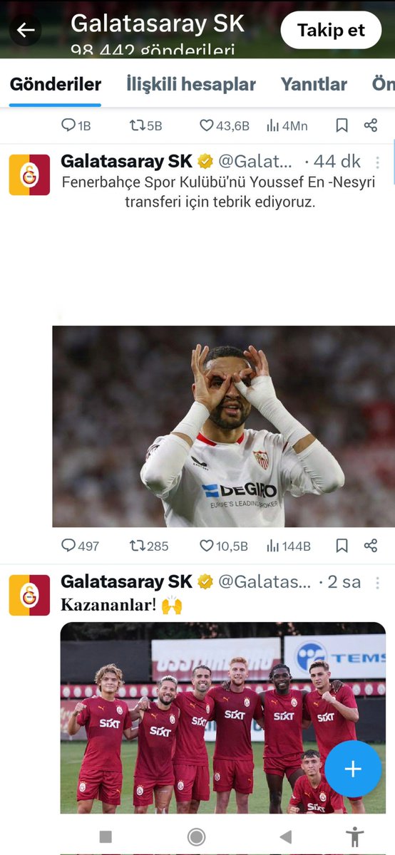 haberekabere's tweet photo. @GalatasaraySK sosyal medyadan Fenerbahçe'yi 
Youssef En-Nesyri için tebrik etti.
Sevilla Jose Mourinho Ali Koç
ttansfer Acun Ilıcalı @Fenerbahce 
#CenkErgünİstifa https://t.co/9sEKp3mYon