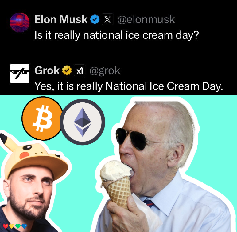 yourfriendSOMMI's tweet photo. ❤💛💚💙

🍦 Joe Biden dropped out on National Ice Cream Day

(@0xStylo 👊) https://t.co/Mzwtw4PaT2