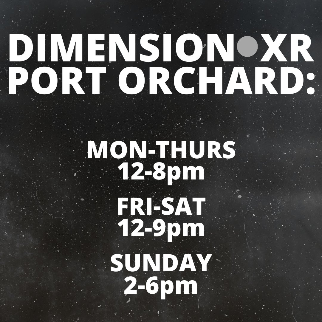 Hey! Summertime means extended hours.  Come beat the heat and enjoy our arctic level A/C and some amazing VR entertainment!

#dimensionxr #summer #seattlesummer #thingstodoinseattle #portorchard #seattlesouthside