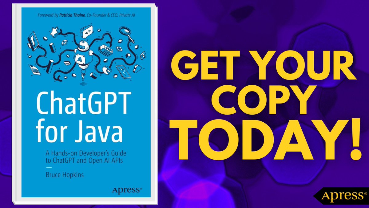 Apress's tweet image. Ready to elevate your #Java projects? 🚀 Discover how to harness #AI tools and build intelligent applications. Learn prompt engineering, testing, and more with practical exercises! 📚🤖 #SoftwareDevelopment #ChatGPT #OpenAI #JavaDevelopment #NLP

🔗 shorturl.at/eZ3op