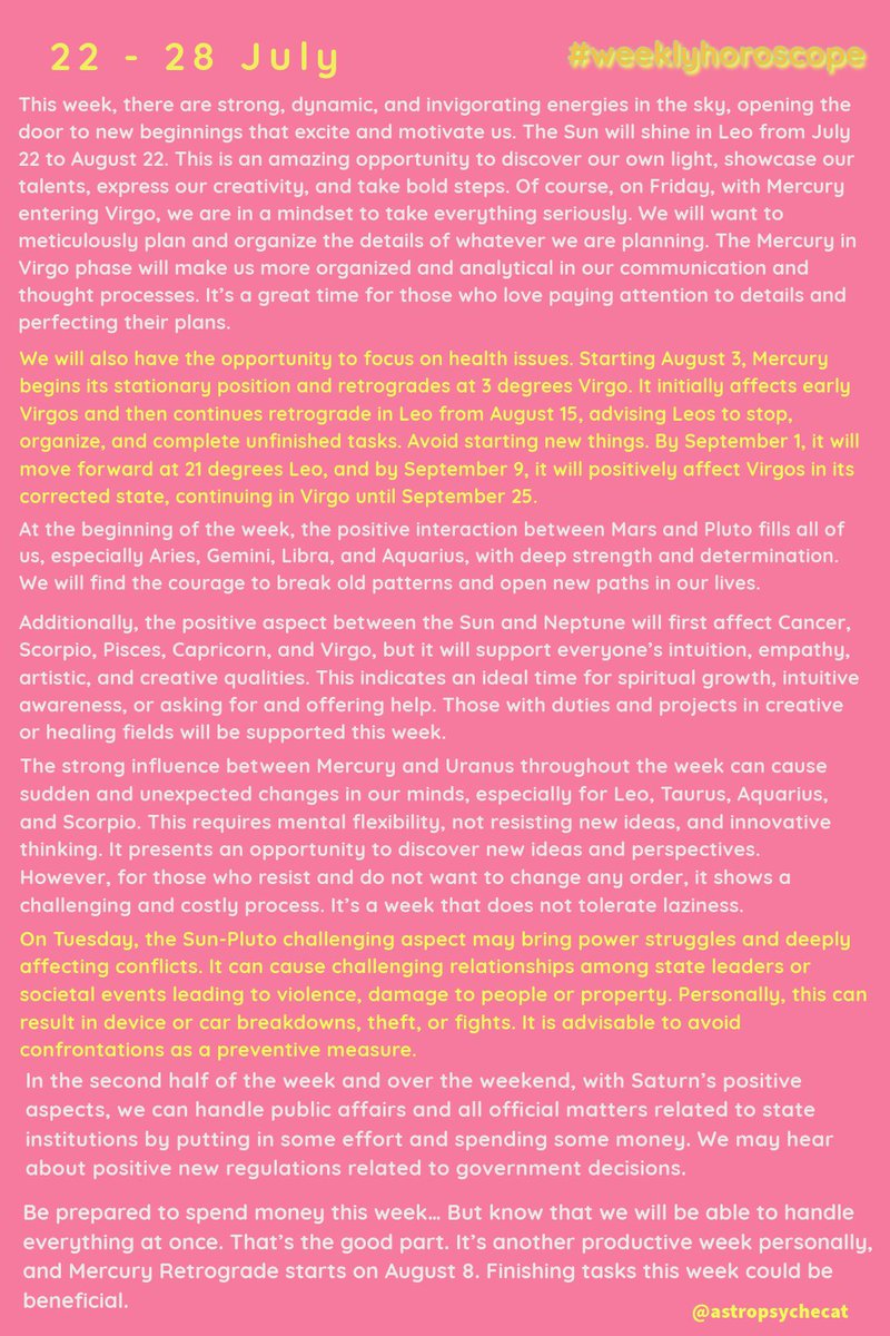 AstropsycheCat's tweet photo. July 22-28 
General Effects of the week
#weeklyhoroscope https://t.co/x6L2GID9Fi