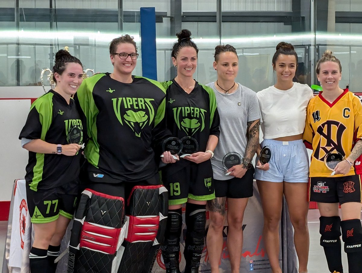 Thank you to @CanBallHockey for a great B Nationals Tournament. Feeling very grateful to be named a tournament all-star forward and come home with a gold metal! #Govipers