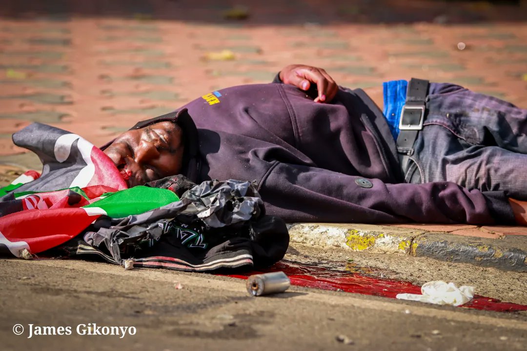 Comrades,

I am cold. My brains are out. But I am smiling. The smile of a patriot.

Shot while carrying a Kenyan flag. I died a martyr. I died in love.

I was asking for accountability and an end to corruption.

They shot me. Tupatane Tuesday. Enough is Enough.