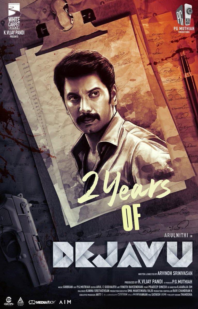 White Carpet Films (@wcf2021) on Twitter photo 2 Years of Blockbuster #Dejavu
<a href="/arulnithitamil/">Arulnithi tamilarasu</a> <a href="/vijaywcf/">Vijay Pandi</a> <a href="/dirarvindh/">Arvindh Srinivasan</a> <a href="/Pgmediaworks/">PG Media Works</a> <a href="/MuthaiahG/">P.G.Muthiah</a> <a href="/madhoo69/">madhoo</a> <a href="/smruthi_venkat/">smruthi venkat</a> <a href="/GhibranVaibodha/">Ghibran Vaibodha</a> <a href="/editorsiddharth/">Arul E Siddharth</a> <a href="/iantoprasanth/">Antony Prasanth</a> <a href="/actorRagavVijay/">actorRagavVijay</a>
@kaaliActor <a href="/teamaimpr/">Team AIM</a> @CtcMediaboy 2 Years of Blockbuster #Dejavu
<a href="/arulnithitamil/">Arulnithi tamilarasu</a> <a href="/vijaywcf/">Vijay Pandi</a> <a href="/dirarvindh/">Arvindh Srinivasan</a> <a href="/Pgmediaworks/">PG Media Works</a> <a href="/MuthaiahG/">P.G.Muthiah</a> <a href="/madhoo69/">madhoo</a> <a href="/smruthi_venkat/">smruthi venkat</a> <a href="/GhibranVaibodha/">Ghibran Vaibodha</a> <a href="/editorsiddharth/">Arul E Siddharth</a> <a href="/iantoprasanth/">Antony Prasanth</a> <a href="/actorRagavVijay/">actorRagavVijay</a>
@kaaliActor <a href="/teamaimpr/">Team AIM</a> @CtcMediaboy