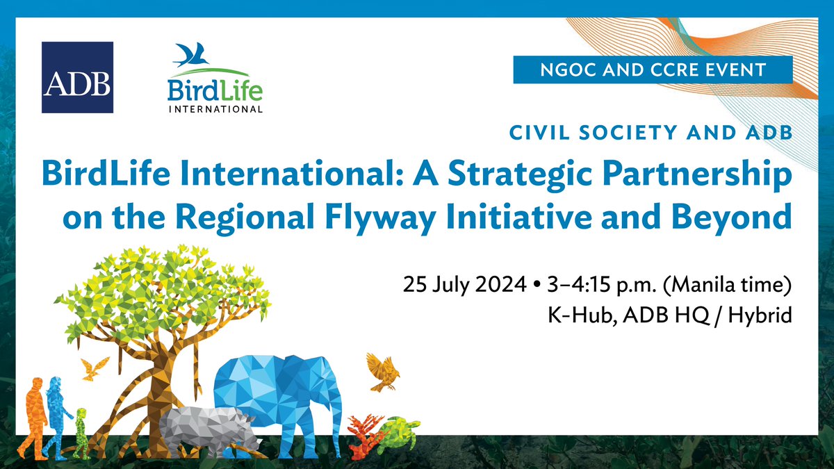 ADB Environment (@adbenvironment) on Twitter photo Join us this Thursday for a session with <a href="/BirdLife_News/">BirdLife International</a> CEO <a href="/martinBirdLife/">Martin Harper</a>, highlighting our strategic partnership on the Regional Flyway Initiative. The session will also explore the benefits of good collaboration with civil society. Register โก๏ธ adb-org.zoom.us/meeting/registโฆ Join us this Thursday for a session with <a href="/BirdLife_News/">BirdLife International</a> CEO <a href="/martinBirdLife/">Martin Harper</a>, highlighting our strategic partnership on the Regional Flyway Initiative. The session will also explore the benefits of good collaboration with civil society. Register โก๏ธ adb-org.zoom.us/meeting/registโฆ