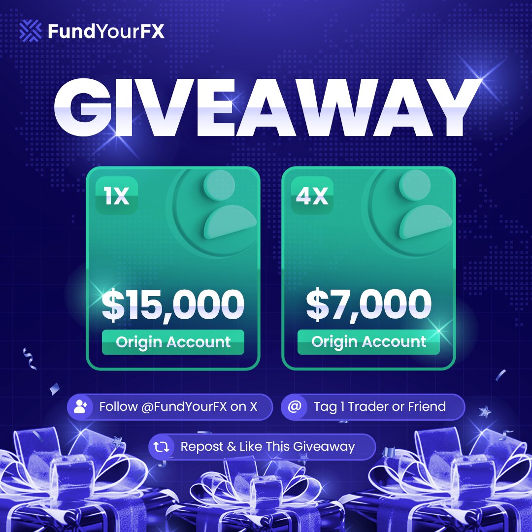 FundYourFX's tweet photo. 🚨GIVEAWAY ALERT🚨
5 INSTANT FUNDED ACCOUNTS READY TO TRADE!

✅1 X $15K Origin Account
✅4 X $7K Origin Account

How to participate:
✅Follow @FundYourFX on X
✅Repost &amp; Like this giveaway tweet
✅Tag 1 trader / Friend

22-28 July 2024 ONLY!
Good Luck! https://t.co/wsmnlXA5fX