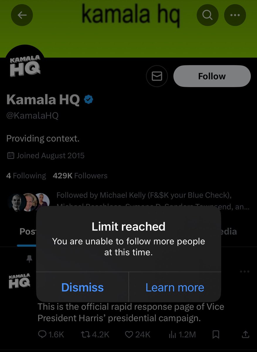 rrharris's tweet photo. I’ve had just about enough of this platform. This is ridiculous. @KamalaHQ https://t.co/ciBG9VSWrs