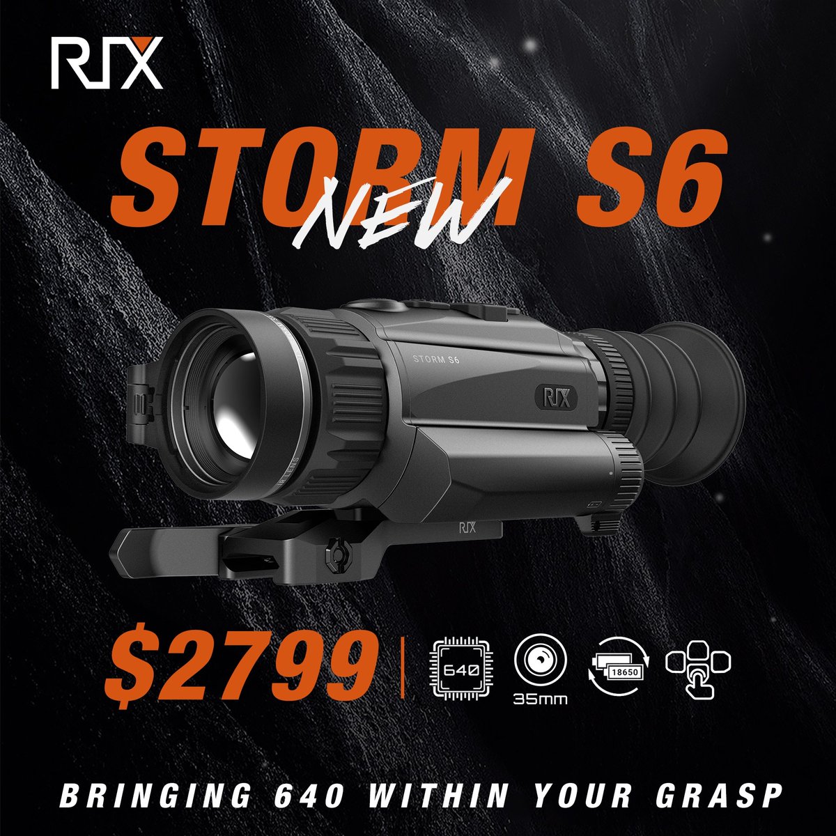 A new STORM is rolling in! The new S6 is now available. A 640 resolution, 12µm, NETD<25mK sensor with a 50Hz refresh rate gives a clear and detailed view. Compact and lightweight, it can also function as a handheld scanner. $2799 puts 640 resolution within reach. Get yours ASAP!