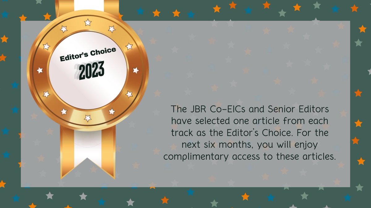 The JBR Co-EICs and Senior Editors have selected the 2023 Editor’s Choice Articles. Complimentary access for six months is provided for all articles on the list. 
The full list of articles is available at bit.ly/3LwRUfG. 
#JBR #JournalofBusinessResearch #Elesevier