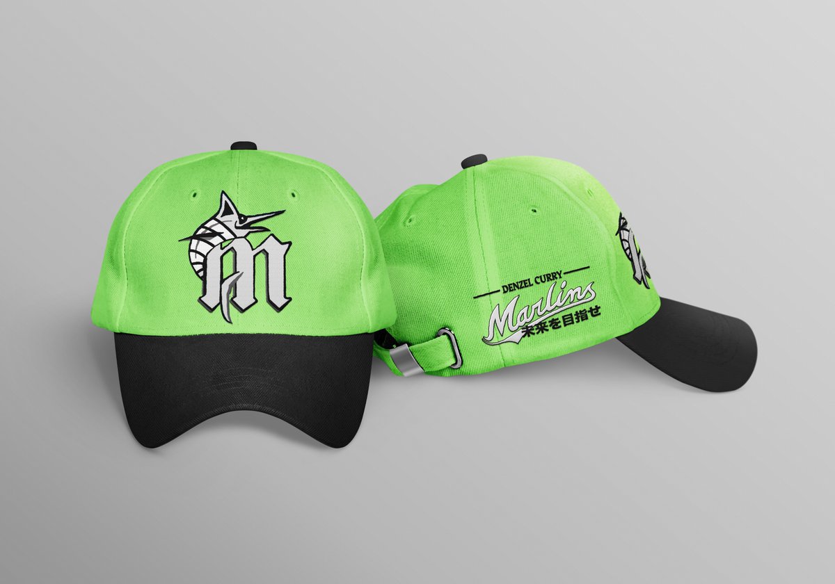AMMCreative's tweet photo. This week I had the idea of creating hat collaborations concepts that took a rap/hip-hop artist from each state and meshed their identity with their hometown state's @MLB team - below is @1future x @Braves, @MetroBoomin x @Cardinals, @denzelcurry x @Marlins, @Eminem x @tigers. https://t.co/8aojknJxTH