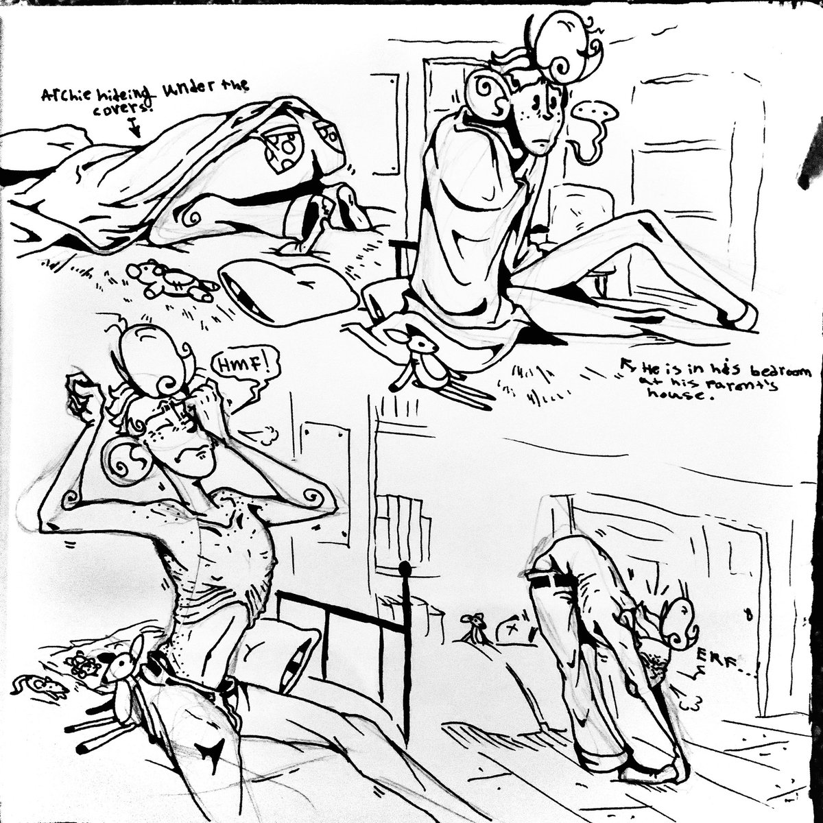 NicoInkwell's tweet photo. Archie getting out of bed &amp; doing a big stretch.

#character #characterdesign #characterart #characterillustration #oc #ocs #ocart #sketch #sketchbook #sketching #sketches #stretching #stretches #stretch https://t.co/MeSJxmRsjW