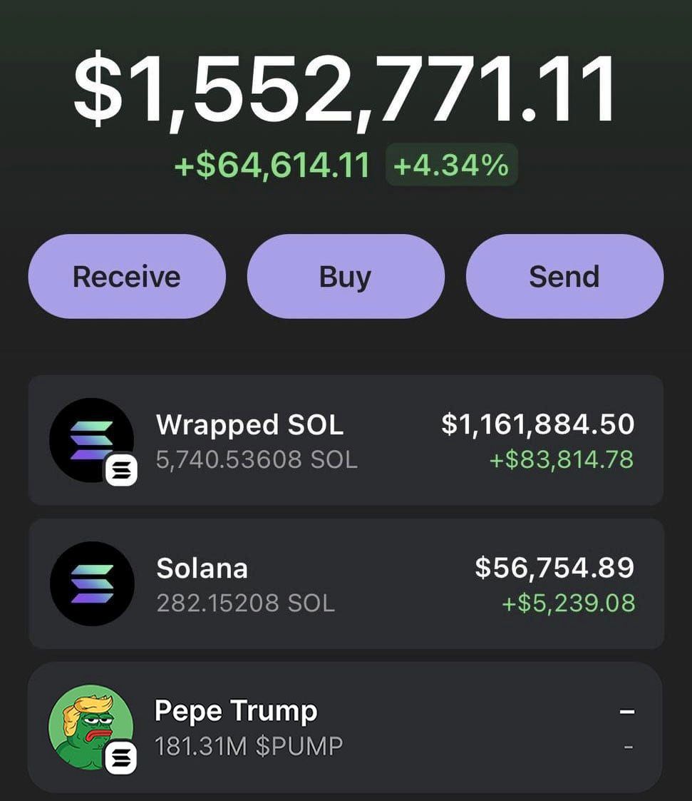 I made $1,500,000+ from $DADDY, to celebrate I am giving away $5,000 to 5 of my followers! 

To enter: Like, RT and comment address 💰

After all of my recent wins, many people keep asking me to share my next play, I just put 20 SOL into the @pepesoltrump presale and I’m