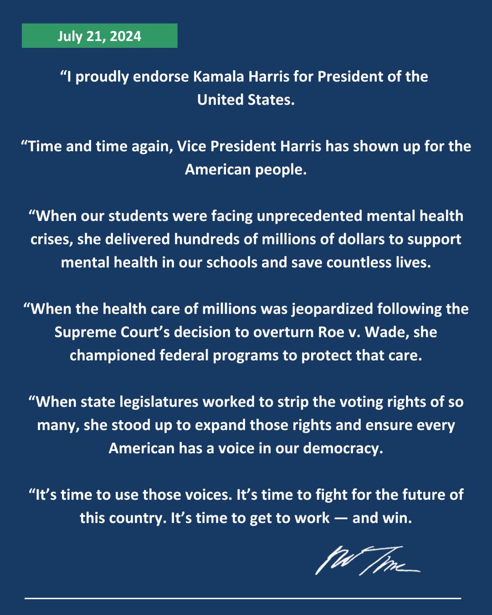 David Trone (@davidjtrone) on Twitter photo I proudly endorse <a href="/KamalaHarris/">Kamala Harris</a> for President of the United States. I proudly endorse <a href="/KamalaHarris/">Kamala Harris</a> for President of the United States.