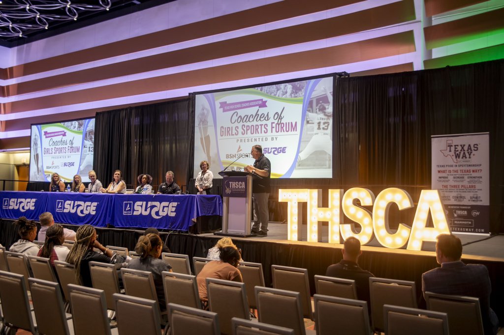 THSCAcoaches's tweet photo. Thank you to @bsnsports_tx for hosting this Coaches of Girls Sports Forum! #PoweringGirlsForward ๐ช๐ https://t.co/FJl8c71dPS