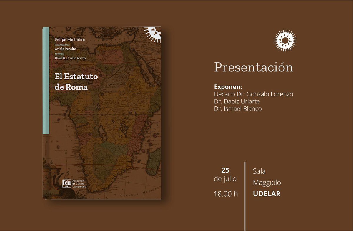 CIRuruguay's tweet photo. El 25 de julio, nuestro referente @IsmaelBlanco67 estará presente como expositor en la presentación de “El Estatuto de Roma”, obra póstuma del jurista Felipe Michelini.

Esta obra es un aporte fundamental en el campo de los derechos humanos que busca la comprensión y la empatía del lector hacia las víctimas y las comunidades afectadas a través de la profunda reflexión sobre las posibles estrategias para combatir la impunidad de crímenes atroces y asegurar la dignidad de la vida humana en todo el planeta.
