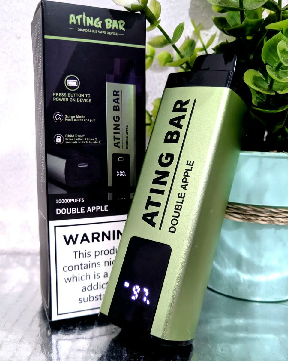 1270_896's tweet photo. Atingbar DF70 10K Double Apple. One of good pod from Atingbar.
It has an on-off button, a childlock feature, by pressing 5x quickly.
Press it once will activate the puff, so it can be auto mode or button mode. Nice tech. Nice Apple flavor.
Thanks to @AtingbarVape

#atingbar #df70 https://t.co/OM77vbTpnA