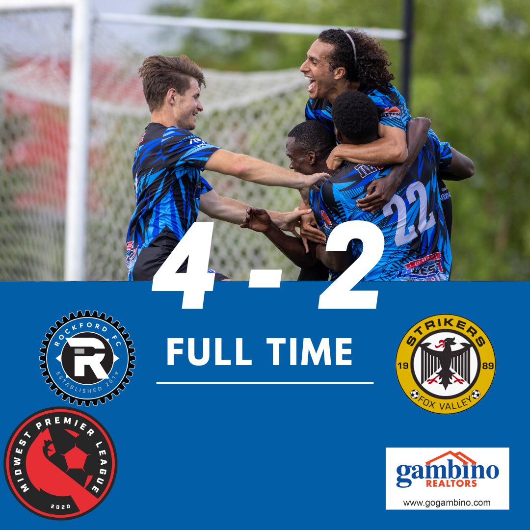 RockfordFC's tweet photo. It’s a Rockford FC “W” in front of a packed house! Gambino Realtors supporting what we are building for the youth in the city! 
Waleed with 2, Dasha and Gaven on the board. 
Tune In 8/2 for our first team home game and Sunday for our championship game vs ….. at the U23 GCSL! https://t.co/RRlGI0dInL