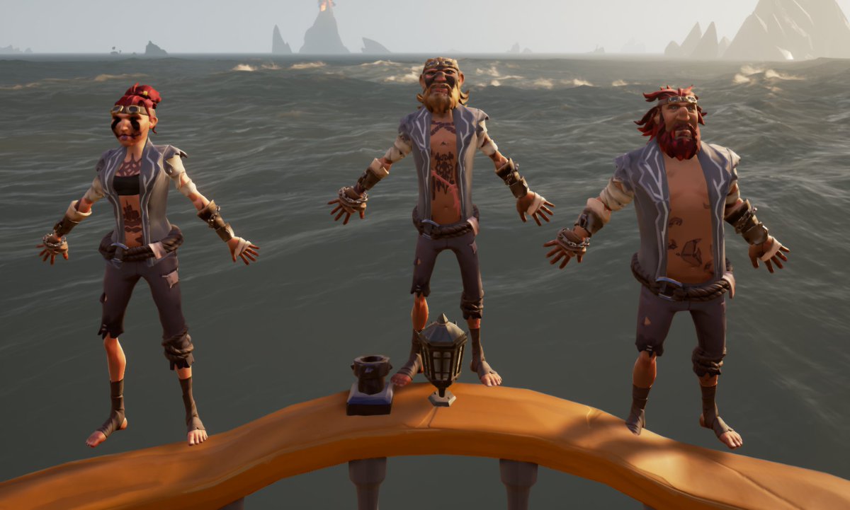 askalon6789's tweet photo. @HitboTC @SeaOfThieves Still gotta stick my Sea Hobo Family with My pirate in the middle, my wife on the left, and my son on the right! We're one family who plunders in style. https://t.co/6cwOYFOxzH