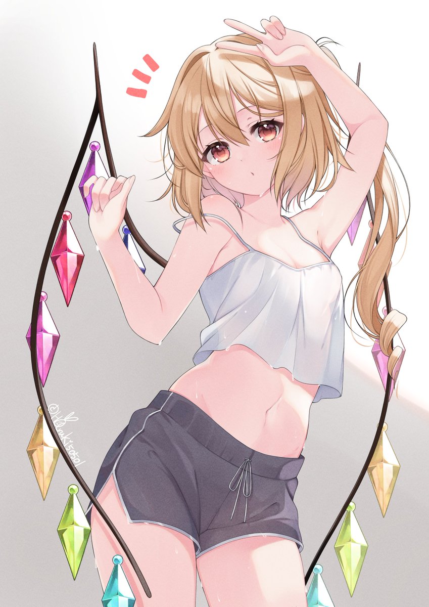 フランドール・スカーレット 「『東方ジャケ絵描かせてください』タグやりたいと思ったけど、近々の東方絵にまともな」|華賀春樹@春例 * え39ab | skebご依頼多数のため一時休止中のイラスト
