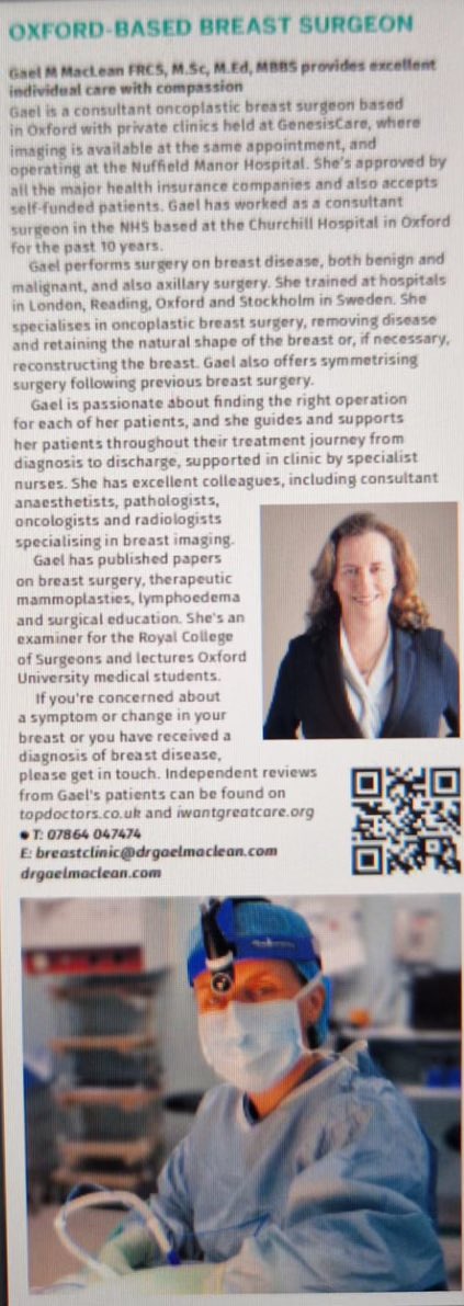 _drjohn's tweet photo. Incredibly proud of my colleague, @DrGaelMM, who was recently featured in the Telegraph for her work and contributions as a breast surgeon. It’s an immense professional privilege to work alongside such a dedicated “top doctor”! #breastsurgeon #topdoctor #sundaytelegraph #oxford https://t.co/Kx0ImQr4Bp