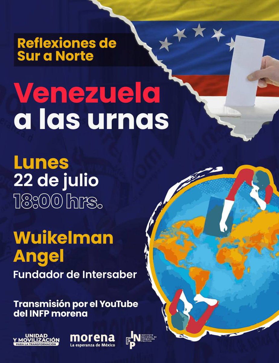¡No te pierdas este lunes 22 de Julio el próximo programa de Reflexiones de Sur a Norte!

Analizaremos las elecciones de Venezuela. Estará como invitado <a href="/WuikelmanAngelP/">Wuikelman Angel P.</a> , fundador de Intersaber, para desglosar los posibles escenarios y sus implicaciones.