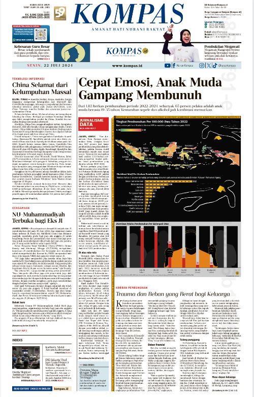 BiLLYKHAERUDIN's tweet photo. Mengejutkan, tapi itulah kenyataannya. Anak muda Indonesia gampang membunuh. Ini kesimpulan liputan jurnalisme data @hariankompas dari hasi analisis 1.113 berkas perkara pembunuhan sepanjang 2022-2024. Pelaku pembunuhan mayoritas anak muda usia 19-35 tahun
https://t.co/Sv8kH4Y0Xr https://t.co/yKzTPuvxsk