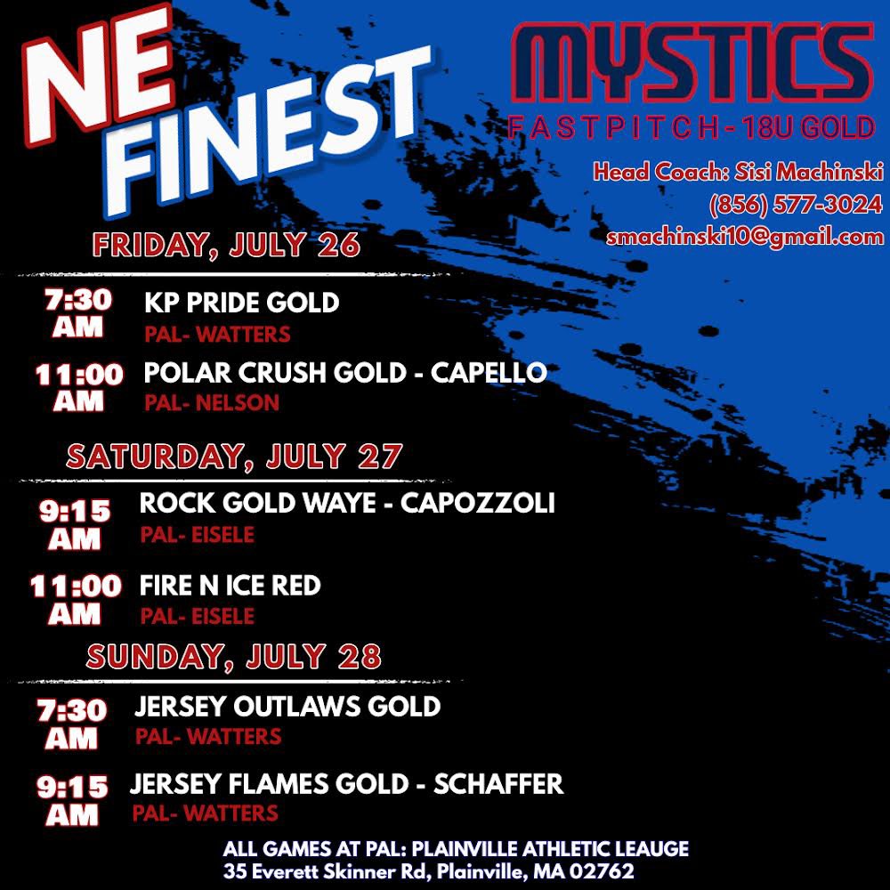 Olivia Pignatello 2025 (@opignatello2025) on Twitter photo Our last showcase of the summer at New England’s Finest! Hope you can watch us play ‼️‼️ <a href="/SisiMachinski/">Coach Sisi</a> <a href="/SBRRetweets/">Softball Recruiting Reposts</a> <a href="/SunilSportsNews/">Sports News By Sunil Sunder Raj</a> <a href="/CoastRecruits/">Coast 2 Coast Recruits</a> <a href="/scan1ansports/">ꜱᴄᴀɴʟᴀɴ ꜱᴘᴏʀᴛꜱ™️</a> <a href="/softball_dugout/">The Softball Dugout</a> <a href="/TopPreps/">SPORTS NEWS, VIDEOS, GRAPHICS, EXPOSURE & MORE</a> Our last showcase of the summer at New England’s Finest! Hope you can watch us play ‼️‼️ <a href="/SisiMachinski/">Coach Sisi</a> <a href="/SBRRetweets/">Softball Recruiting Reposts</a> <a href="/SunilSportsNews/">Sports News By Sunil Sunder Raj</a> <a href="/CoastRecruits/">Coast 2 Coast Recruits</a> <a href="/scan1ansports/">ꜱᴄᴀɴʟᴀɴ ꜱᴘᴏʀᴛꜱ™️</a> <a href="/softball_dugout/">The Softball Dugout</a> <a href="/TopPreps/">SPORTS NEWS, VIDEOS, GRAPHICS, EXPOSURE & MORE</a>