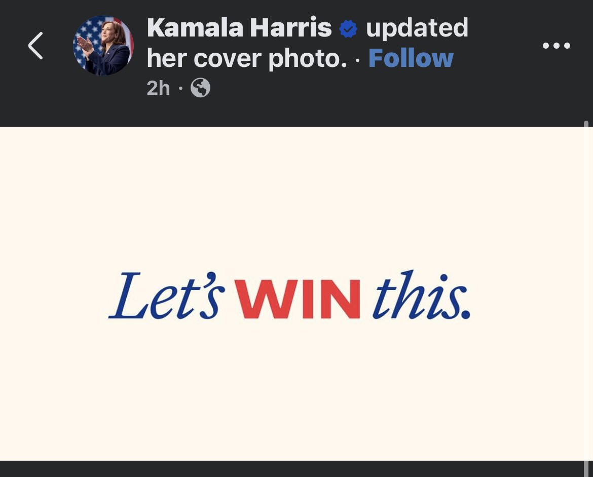 sshuttari's tweet image. Kamala Harris makes it official on Facebook. I think. This is too subliminal