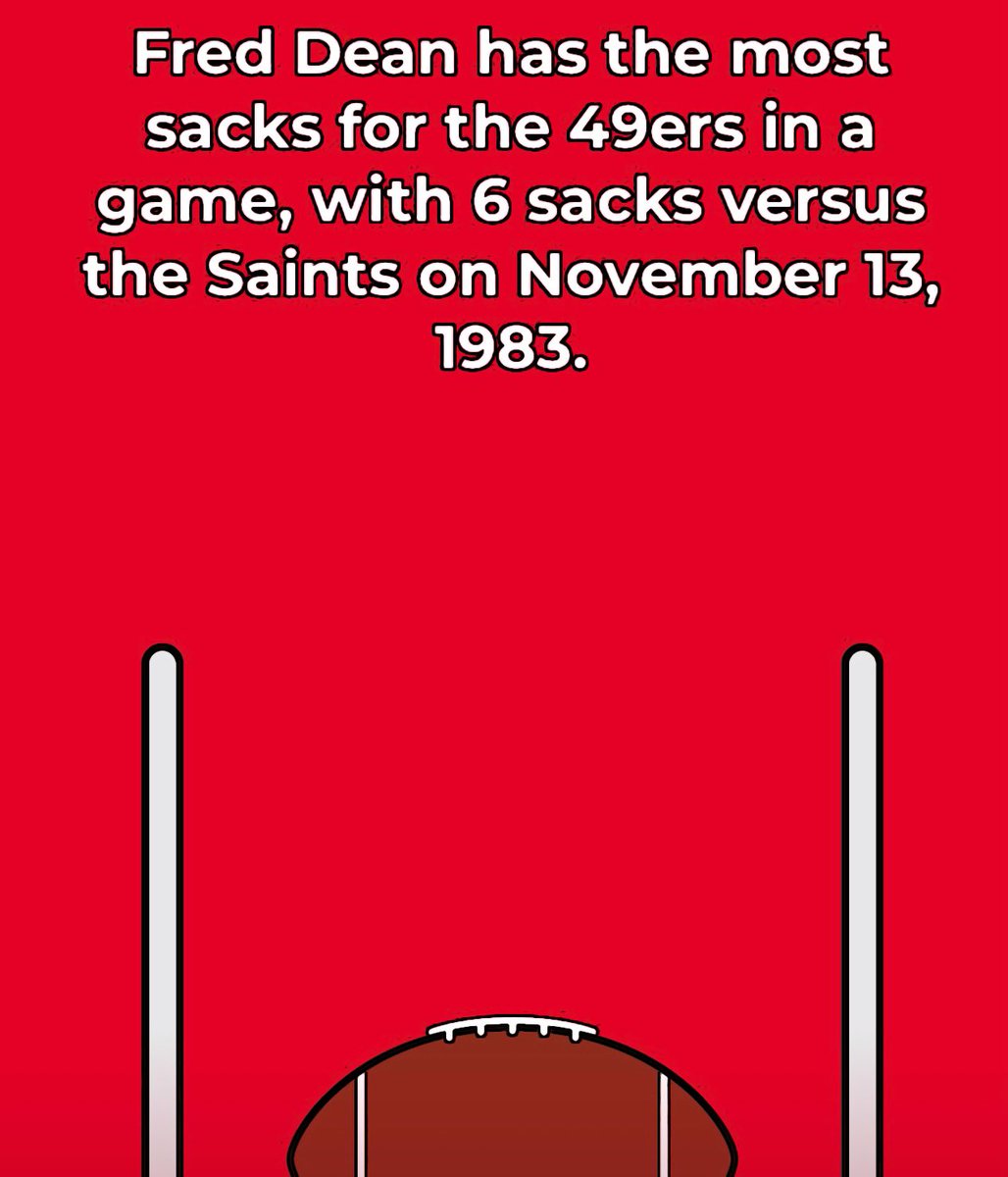 49er_edits's tweet photo. Fun Fact: DE Fred Dean has the single game sack franchise record with 6. He had a cigarette in one hand and a sack in the other lol 😂 he was beast! #49ers #NFL #FredDean https://t.co/9awRiEfc8q