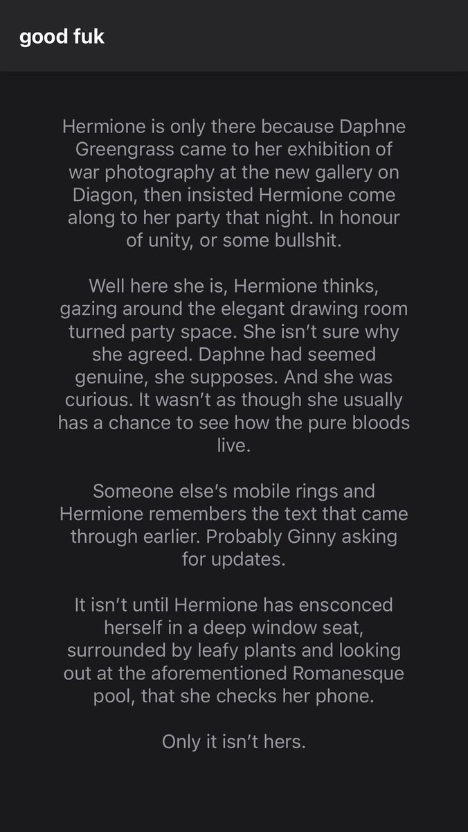 catmintandthyme's tweet image. Party at the Greengrass Manor

Dramione texting socmed drabble / post war / unknown number / flirting
