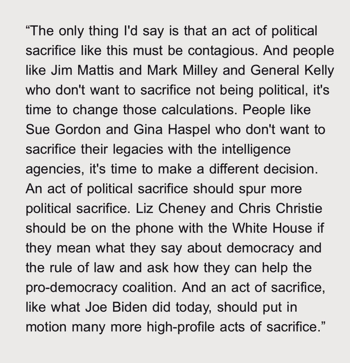 MSNBC's <a href="/NicolleDWallace/">Nicolle Wallace</a>: "An act of political sacrifice like this must be contagious." Who will join the "pro-democracy coalition?"