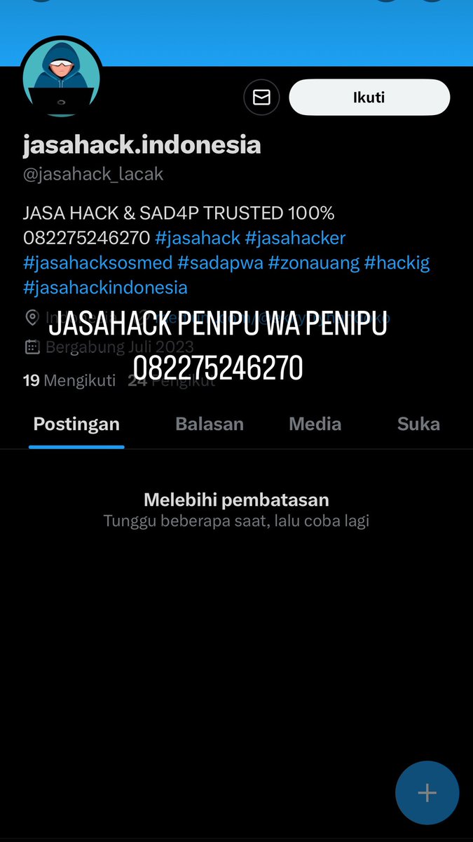 jasahackpen's tweet photo. INI KATA” JASAHACK PENIPU
⭕️SADAP WHATSAPP PACAR/ISTRI TANPA NOTIFIKASI
⭕️MENGEMBALIKAN AKUN  YANG
HILANG, AKUN YANG LUPA KATA SANDI,AKUN YANG DIHACK
⭕️AKUN INSTAGRAM,AKUN GAME,UBAH NILAI,FACEBOOK,TWITTER, LACAK LOKASI aa 
JASAHACK #jasahack #viralvideo #zonauang
WA O82275246270 https://t.co/cfNBUA2FCA