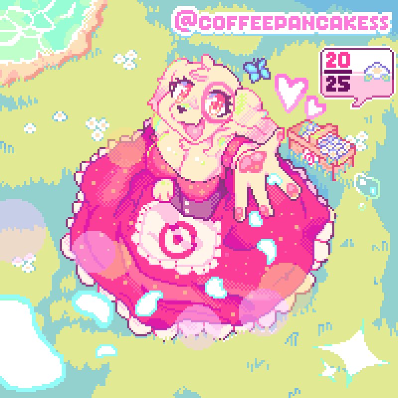 coffee_collie's tweet photo. The Princess of Retail! (She is working on a flower order but got distracted easily..) (-w-“) #pixelart https://t.co/WmdDgC1vPv