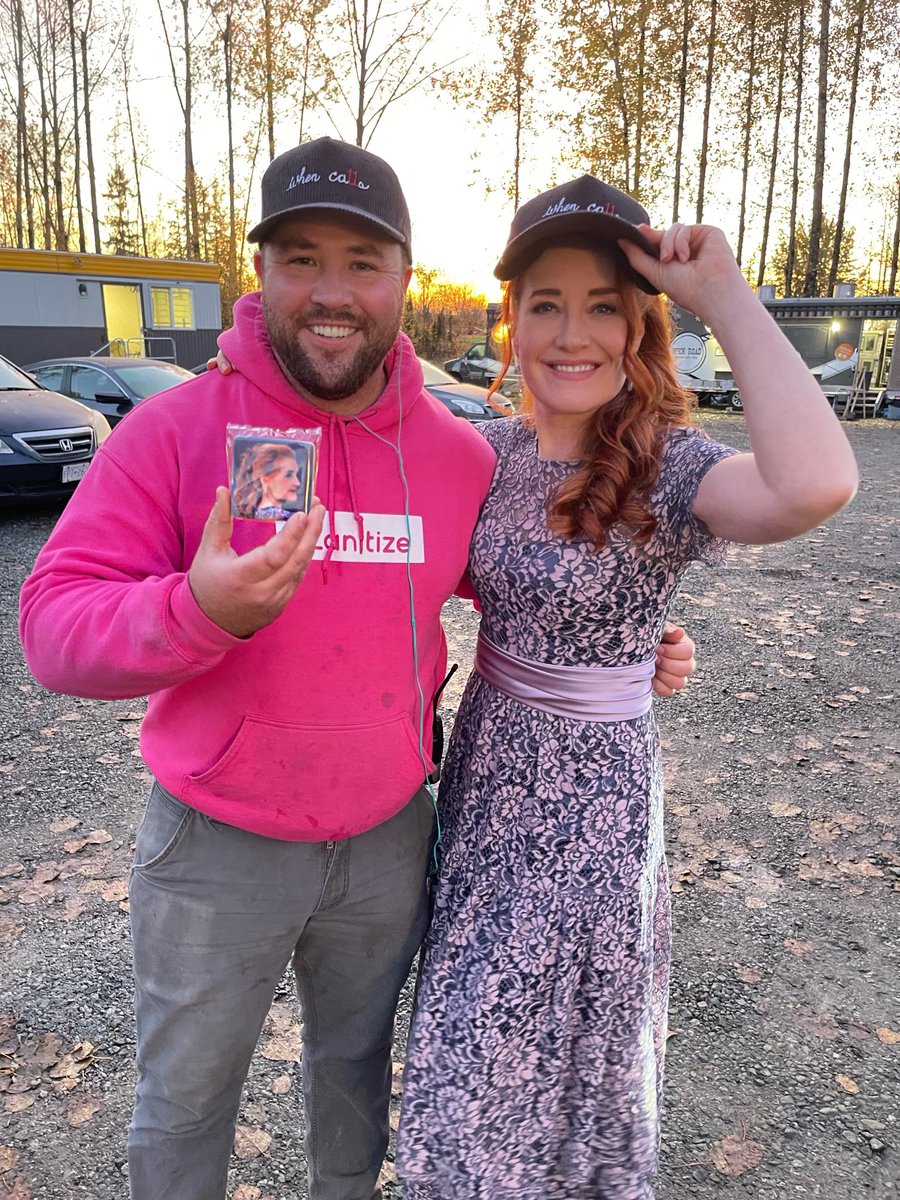 JoNewmarch's tweet photo. One sleep till she’s back!😍Spotlight on crew member #nickwilkinson who greets us with a friendly wave every day and directs me to my parking spot airport runway ground crew style…always makes me😆 TY to our 😍leads for the sweet swag🧢 and @VivLeacock for the 😂cast cookies!♥️ https://t.co/JJ71dXCrom