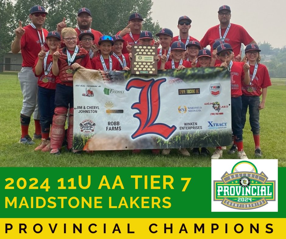 Congratulations to the Maidstone Lakers who are the 2024 11U AA Tier 7 Provincial Champions.