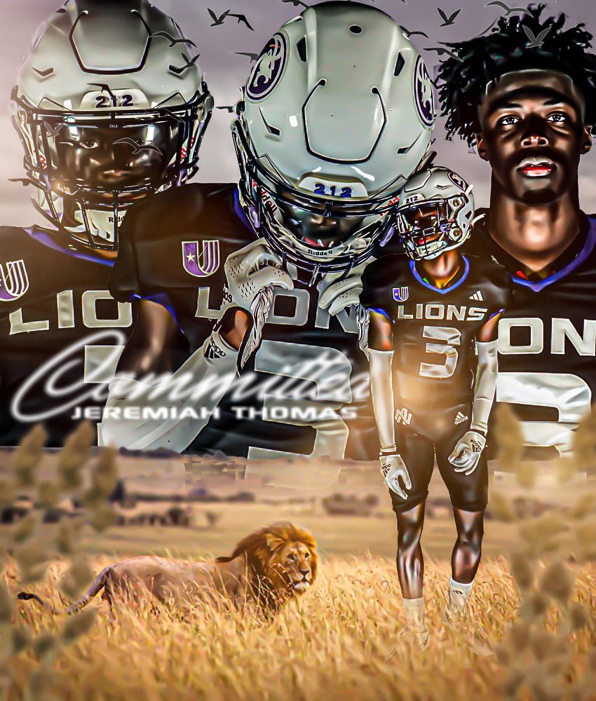 BHoward_11's tweet photo. News: Odenville (Ala.) 2025 WR Jeremiah Thomas (@jayythomas_11) confirms his commitment to North Alabama 🟣⚪️

Thomas also held offers from UT-Martin &amp; Murray State before selecting #UNA

The Lions have earned four commits in the last three days 

#RoarLions #RaiseTheRoar 🦁 https://t.co/WRTEq4Zhel
