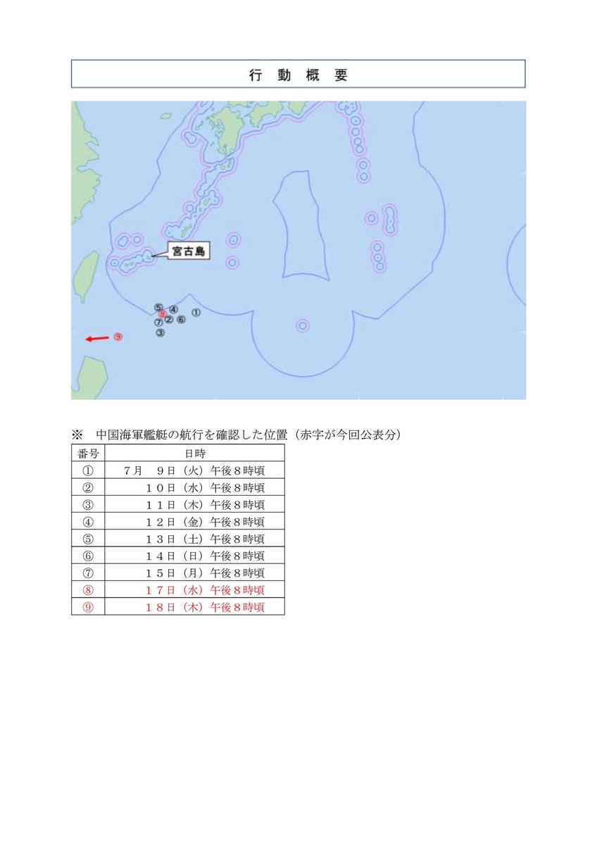 7／17～18、中国海軍クズネツォフ級空母「山東」を含む複数の中国